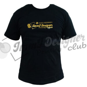 Black Cotton T-Shirt With Your Golden Name.