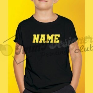 Kids Black T-Shirt with Golden Name.